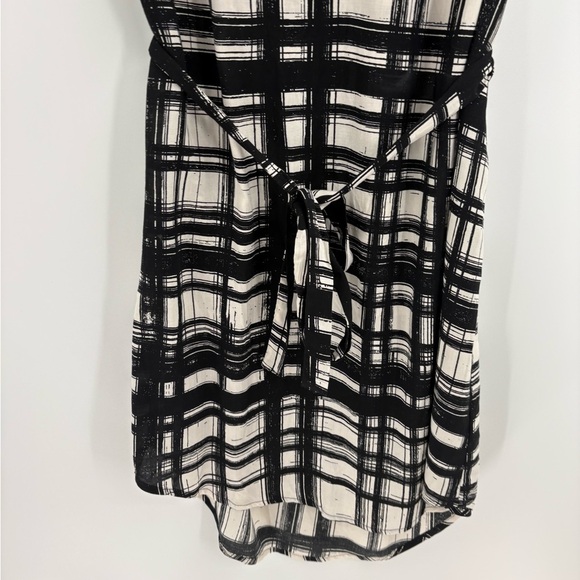 Velvet by Graham & Spencer Black White Plaid Tunic Dress Shirt Dress Belted xs - Picture 4 of 16